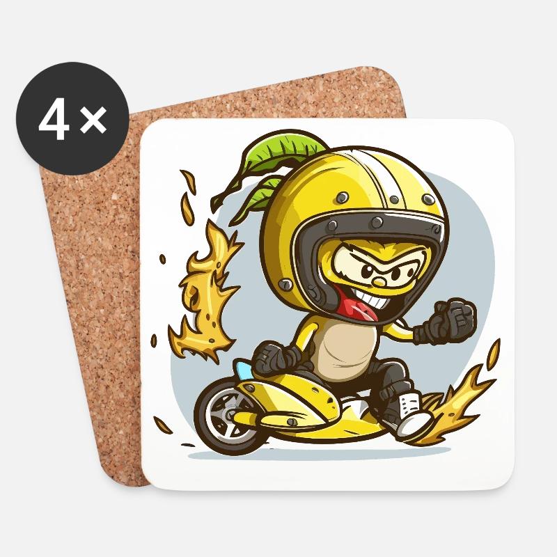 Gelber Ninja Motoaction - Untersetzer (4er-Set) - Weiß