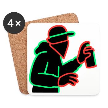 Neon Graffiti Sprayer Silhouette - Untersetzer (4er-Set) - Weiß - Vorne