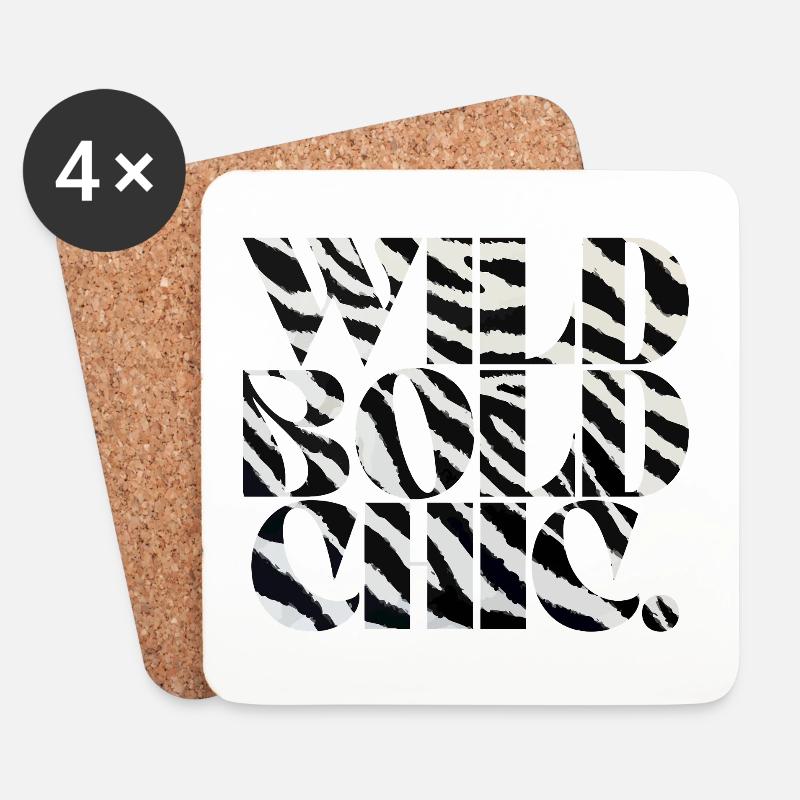 Wild Bold Chic Zebra Typography - Coasters (set of 4) - white