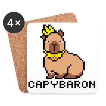 Capybaron PixelArt - Dessous de verre (lot de 4) - blanc - Devant
