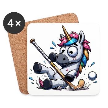 Funny unicorn golfing with splash moment - Coasters (set of 4) - white - Front