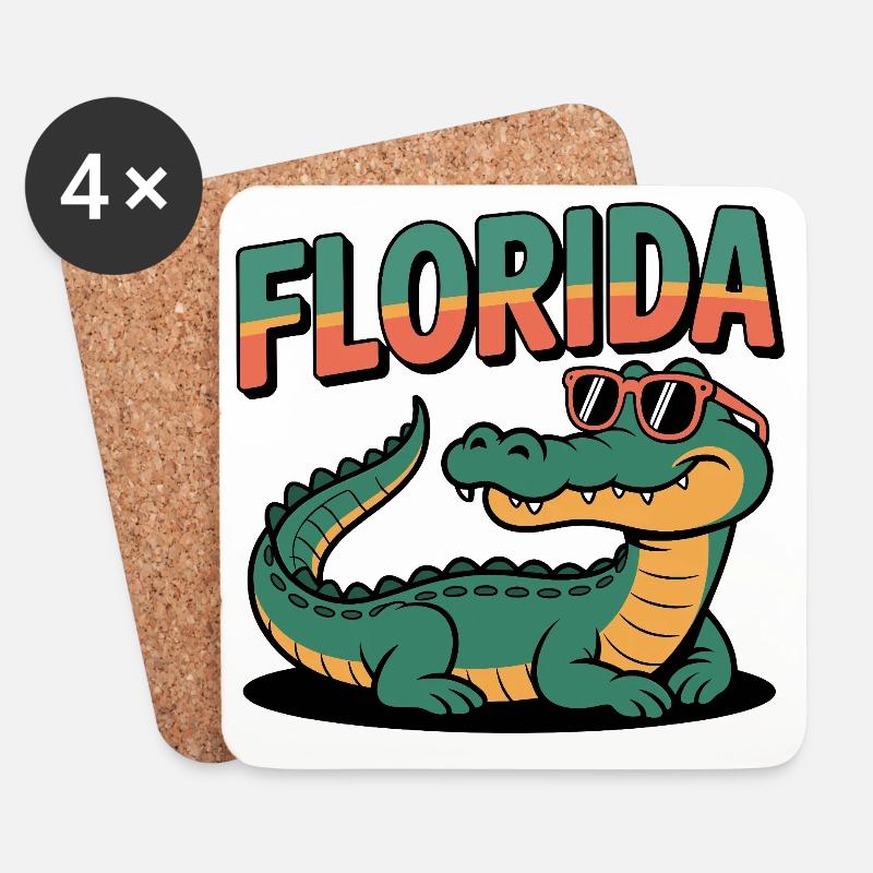 Florida Alligator - Untersetzer (4er-Set) - Weiß