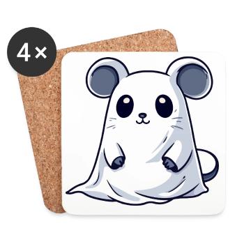 Mouse Halloween Ghost - Coasters (set of 4) - white - Front