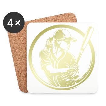 Baseball Silhouette - Coasters (set of 4) - white - Front