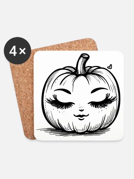 Pumpkin lovely and friendly - Coasters (set of 4) - white