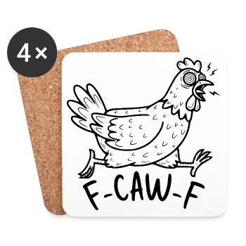 F-CAW-F Poulet - Dessous de verre (lot de 4) - blanc - Devant