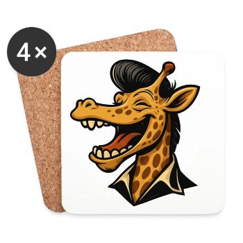 Stretch with Style – Cool Giraffe - Coasters (set of 4) - white - Front