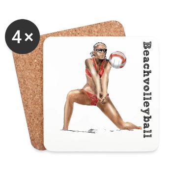 Ballon de volley-ball Diva Rouge - Dessous de verre (lot de 4) - blanc - Devant