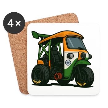 India Tuk-Tuk – Édition Street Race - Dessous de verre (lot de 4) - blanc - Devant