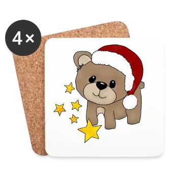 Ours de Noël - Dessous de verre (lot de 4) - blanc - Devant