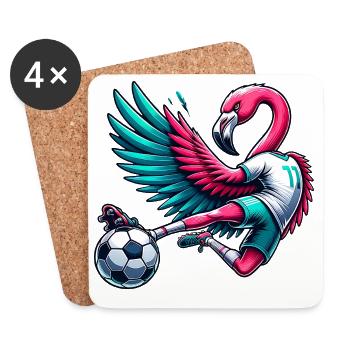 Flamingo Fußballer 11 Akrobatik Kick - Untersetzer (4er-Set) - Weiß - Vorne