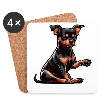 Sprich mit der Pfote Zwergpinscher Pinscher Minpin - Untersetzer (4er-Set) - Weiß - Vorne