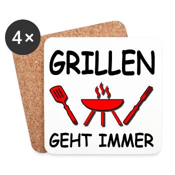 Grillen - Untersetzer (4er-Set) - Weiß - Vorne