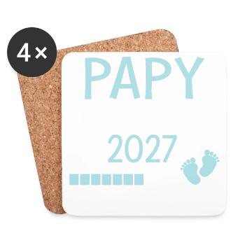 Papy en 2027 Cadeau Futur Papi - Dessous de verre (lot de 4) - blanc - Devant