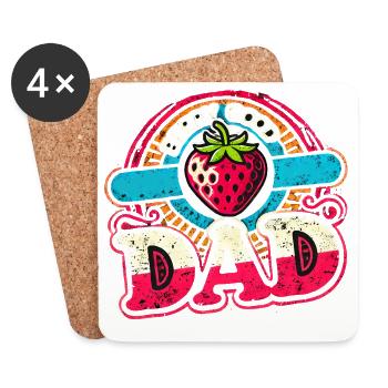 Berry Bon papa, Drôle Père fraise - Dessous de verre (lot de 4) - blanc - Devant