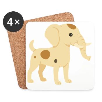 Eléphant chien jack russel - Dessous de verre (lot de 4) - blanc - Devant