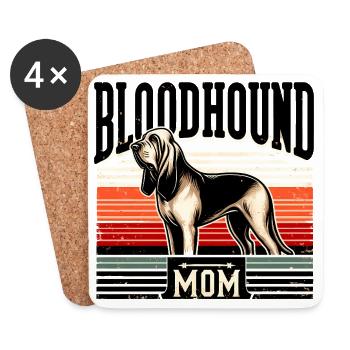 Bloodhound Mom Vintage Badge - Dessous de verre (lot de 4) - blanc - Devant