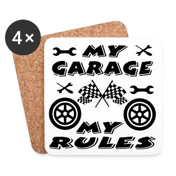 Garage - Dessous de verre (lot de 4) - blanc - Devant
