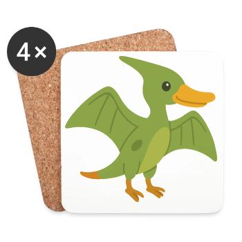 Süße Pterodactyl Ente - Untersetzer (4er-Set) - Weiß - Vorne