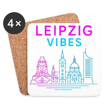 Vibrations néon de Leipzig - Dessous de verre (lot de 4) - blanc - Devant