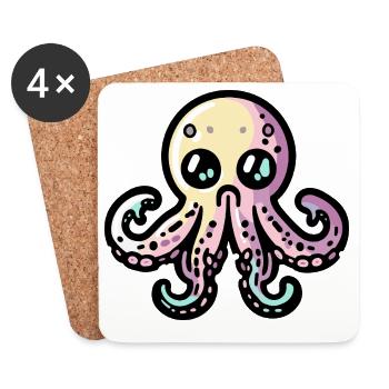 Oktopus Halloween Zombie - Untersetzer (4er-Set) - Weiß - Vorne