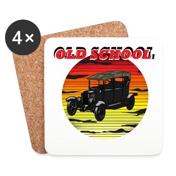 Old School Sunset Car - Coasters (set of 4) - white - Front