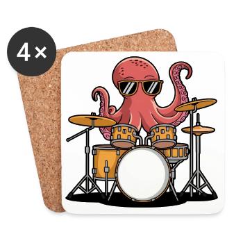 Drummer Octopus Band Groove - Coasters (set of 4) - white - Front