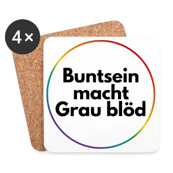 Buntsein macht grau blöd - Untersetzer (4er-Set) - Weiß - Vorne