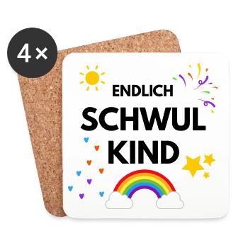 Endlich Schwul Kind - Untersetzer (4er-Set) - Weiß - Vorne
