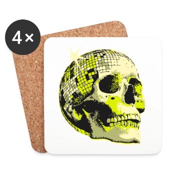 Neon Crâne Boule Disco - Dessous de verre (lot de 4) - blanc - Devant