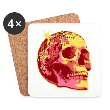 Disco Totenkopf Mosaik Neon - Untersetzer (4er-Set) - Weiß - Vorne
