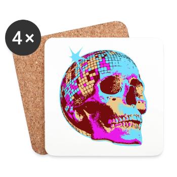 Disco Crâne Mosaïque - Dessous de verre (lot de 4) - blanc - Devant