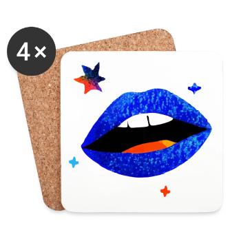 Electric Blue Lip Pop - Coasters (set of 4) - white - Front