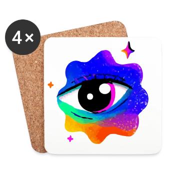 Lebhafter Regenbogen-Augennebel - Untersetzer (4er-Set) - Weiß - Vorne