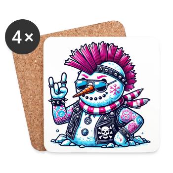 Punk Schneemann - Untersetzer (4er-Set) - Weiß - Vorne