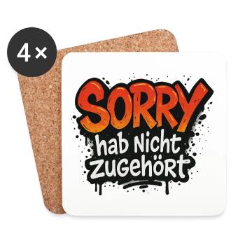 Sorry, hab nicht zugehört - Untersetzer (4er-Set) - Weiß - Vorne