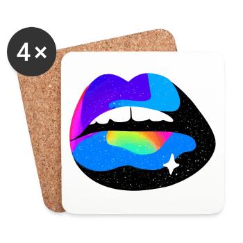 Kosmische Regenbogenlippen - Untersetzer (4er-Set) - Weiß - Vorne