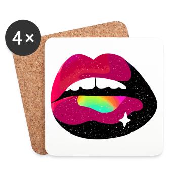 Kosmischer Regenbogen Lippenkuss - Untersetzer (4er-Set) - Weiß - Vorne