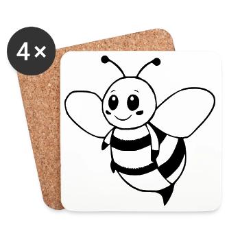 Biene Bienchen Imker  - Untersetzer (4er-Set) - Weiß - Vorne
