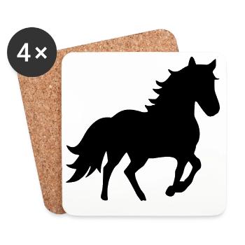 Chevaux Silhouettes T-shirt Cadeau Cavalier - Dessous de verre (lot de 4) - blanc - Devant