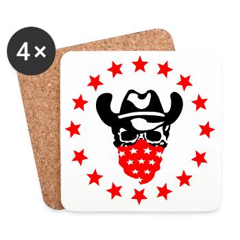Crâne de cow-boy - Dessous de verre (lot de 4) - blanc - Devant