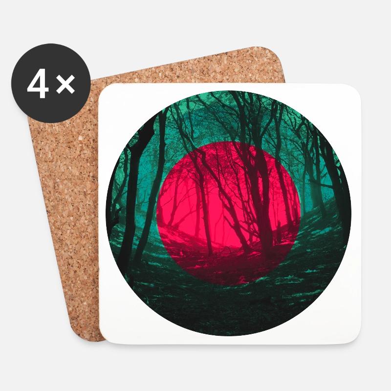 Éclipse de forêt - Dessous de verre (lot de 4) - blanc