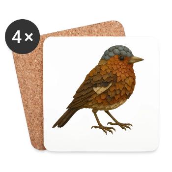 Chaffinch in a natural look - Coasters (set of 4) - white - Front