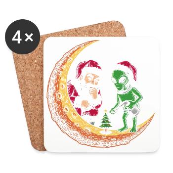 Alien Santa Moon Christmas - Coasters (set of 4) - white - Front
