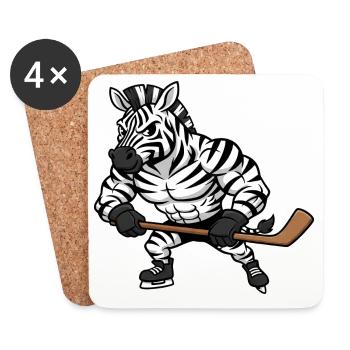 Cooles Zebra Eishockeyspieler Herrchen Hockey Fan - Untersetzer (4er-Set) - Weiß - Vorne