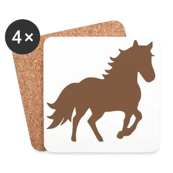 Silhouettes de cheval Cadeau Cavalier - Dessous de verre (lot de 4) - blanc - Devant