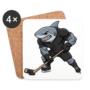 Megalodon Herrchen Stark Eishockeyspieler Cool - Untersetzer (4er-Set) - Weiß - Vorne
