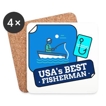 USA's Best Fisherman Design - Coasters (set of 4) - white - Front