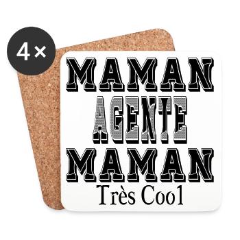 Mama Agent Mama Sehr Cool - Untersetzer (4er-Set) - Weiß - Vorne