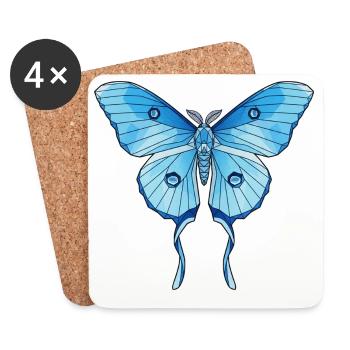 Papillon bleu géométrique - Dessous de verre (lot de 4) - blanc - Devant